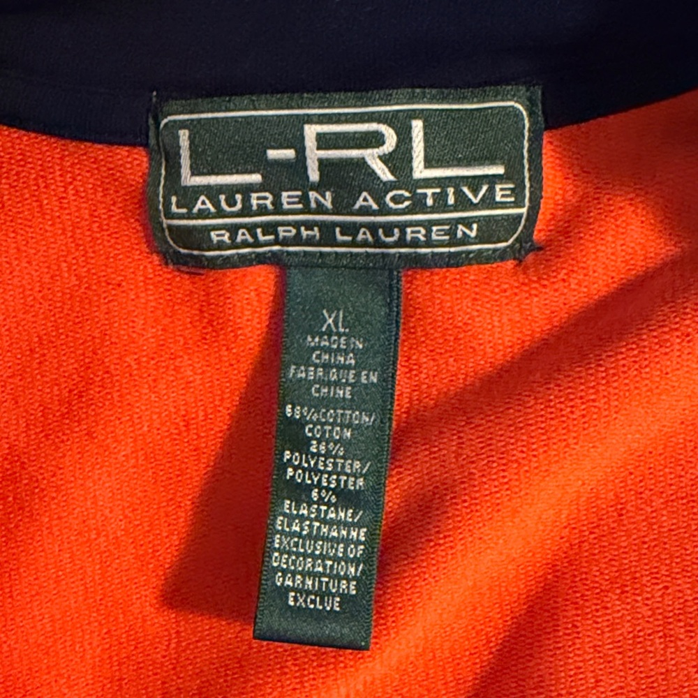 Lauren Ralph Lauren Active Orange Red Navy Blue Colorblock Zip Front Jacket - Picture 8 of 11